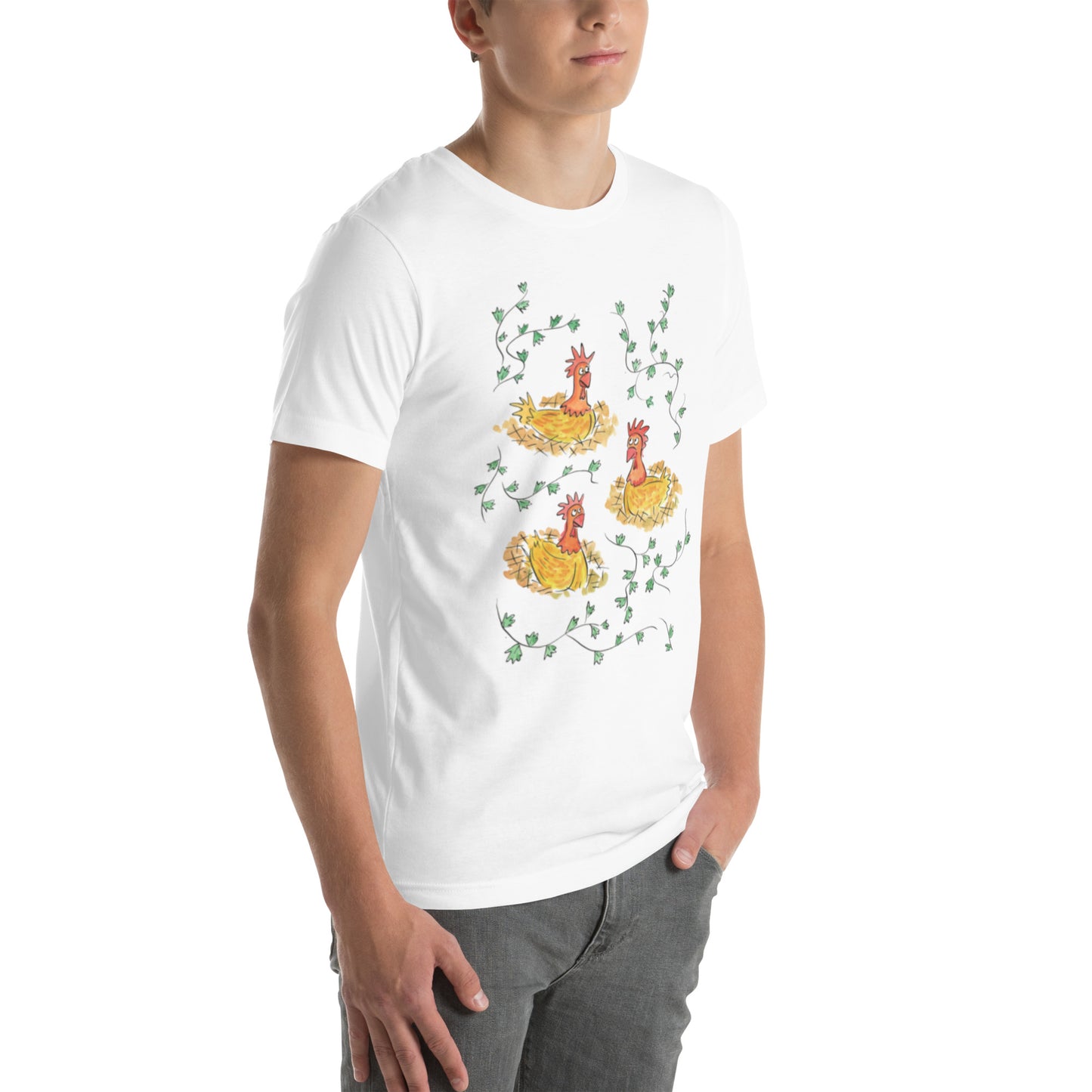 Three French Hens Illustration by Rosie Brooks Unisex t-shirt