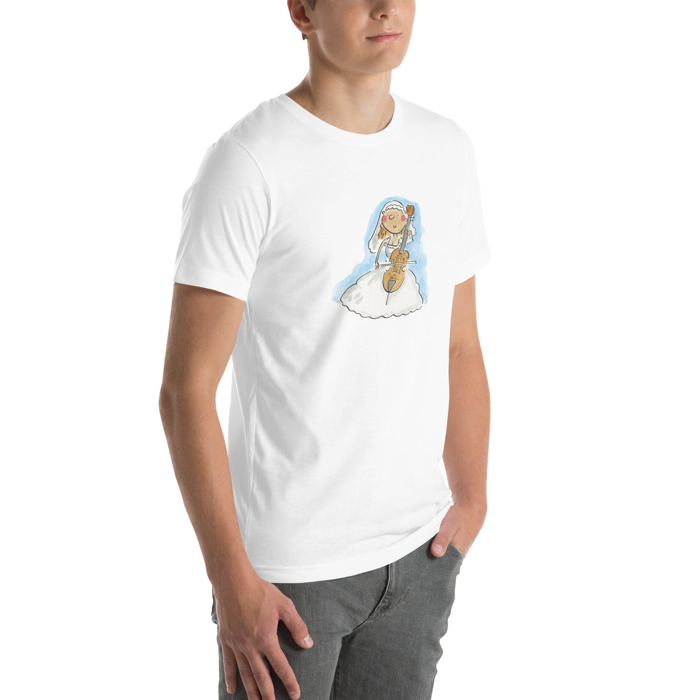 Cellist Bride Illustration by Rosie Brooks Unisex t-shirt