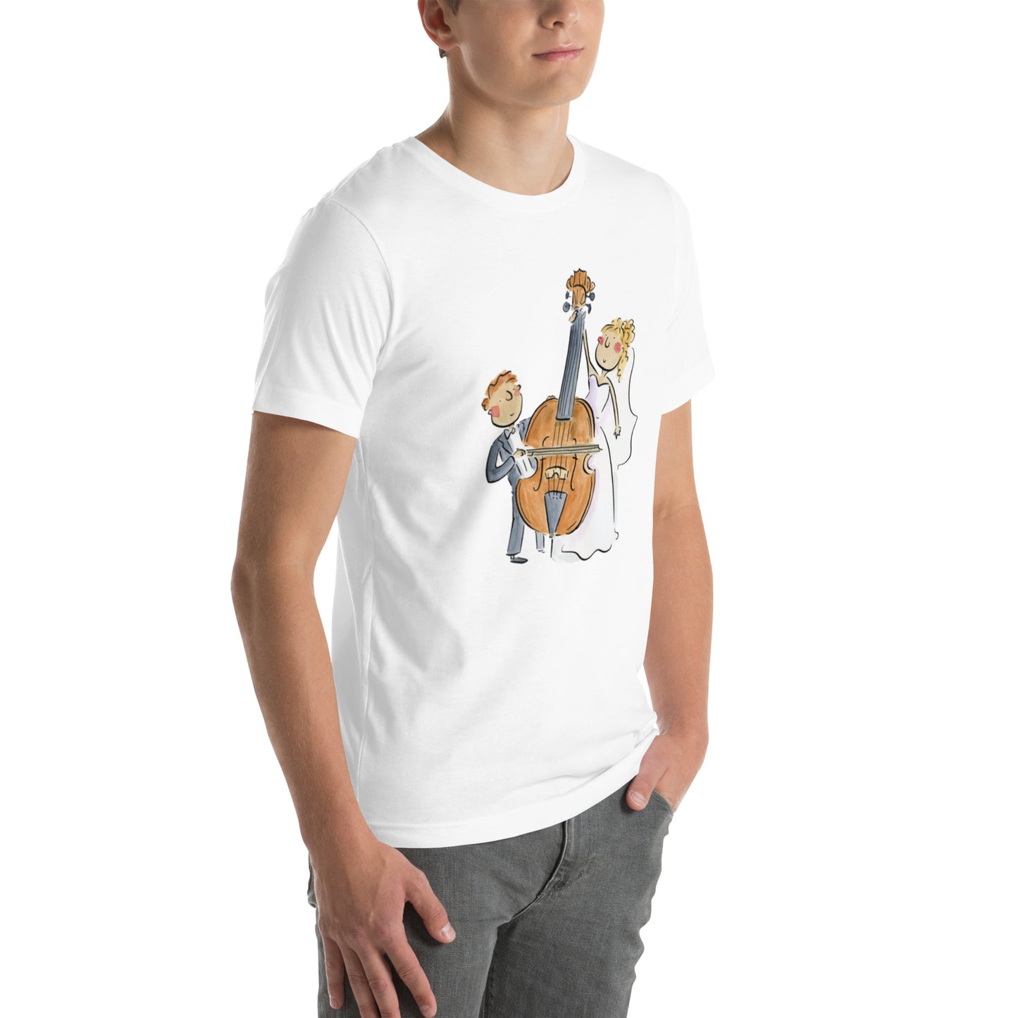 Double Bass Wedding Couple Unisex t-shirt