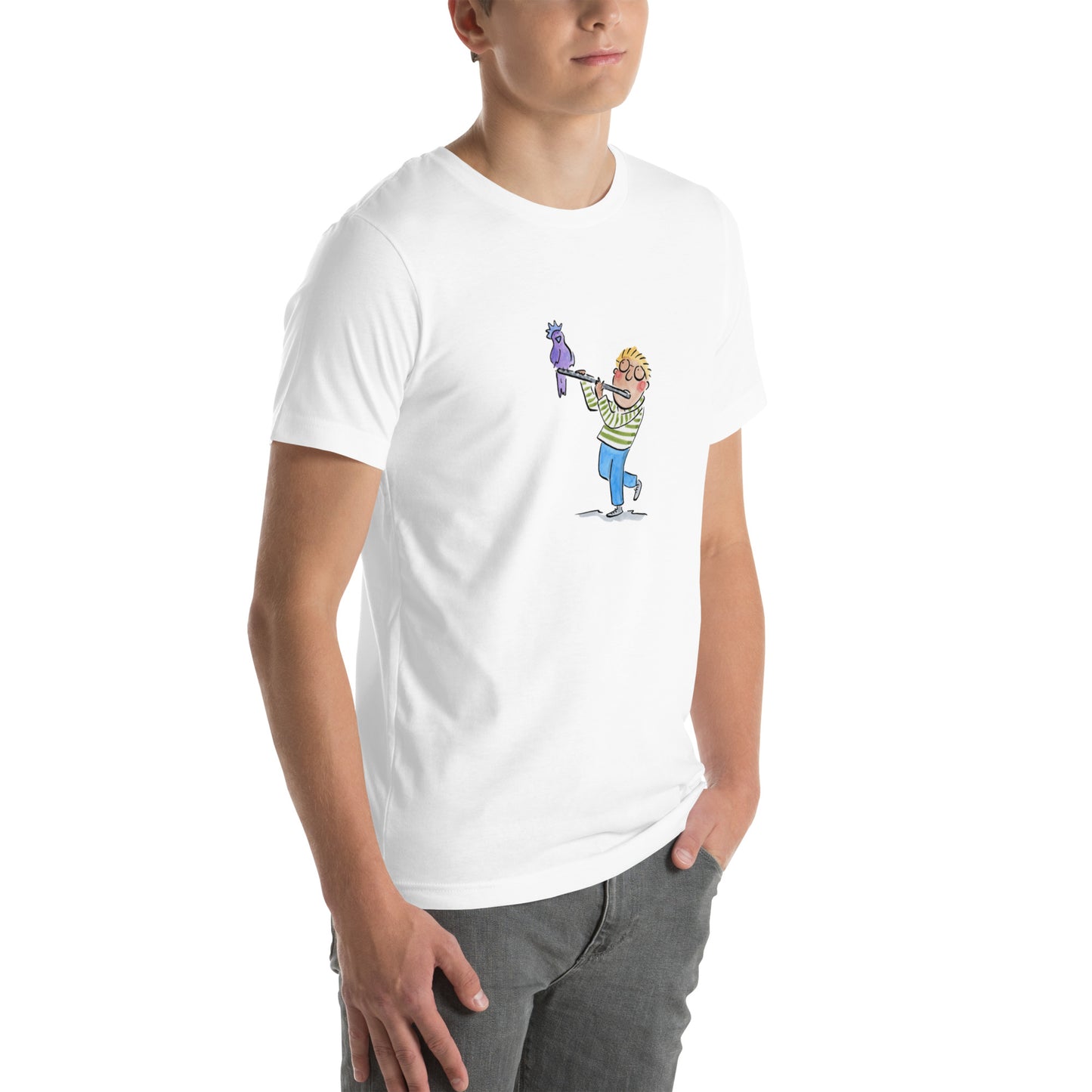 Flute and Bird Unisex t-shirt