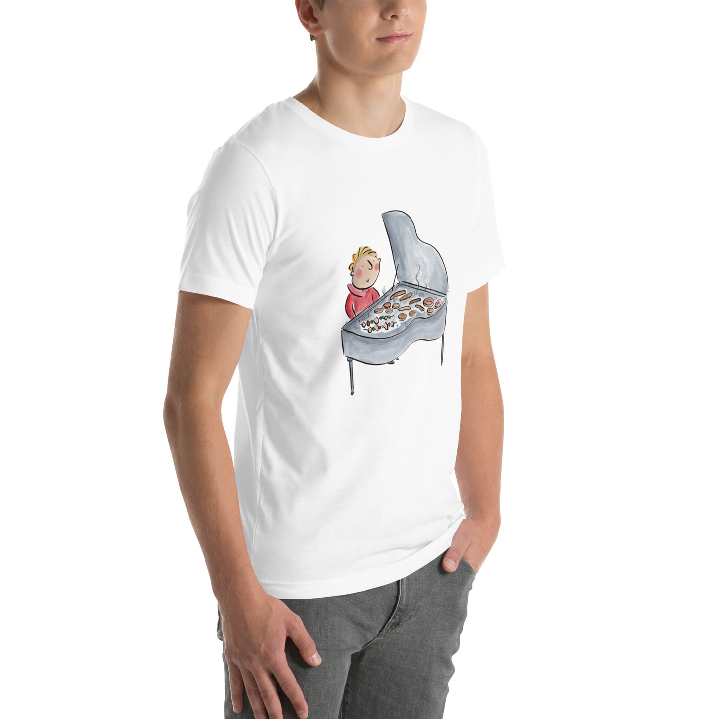 Barbecue Piano Illustration by Rosie Brooks Unisex t-shirt