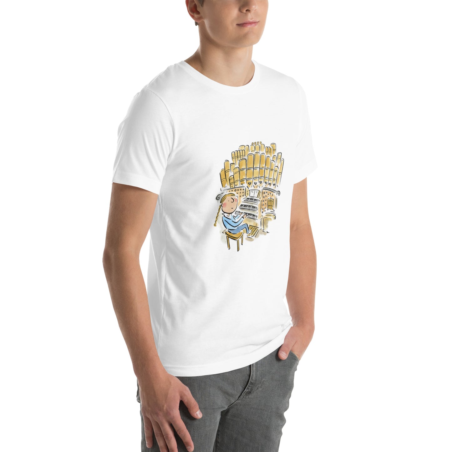 Organ Player Illustration by Rosie Brooks Unisex t-shirt