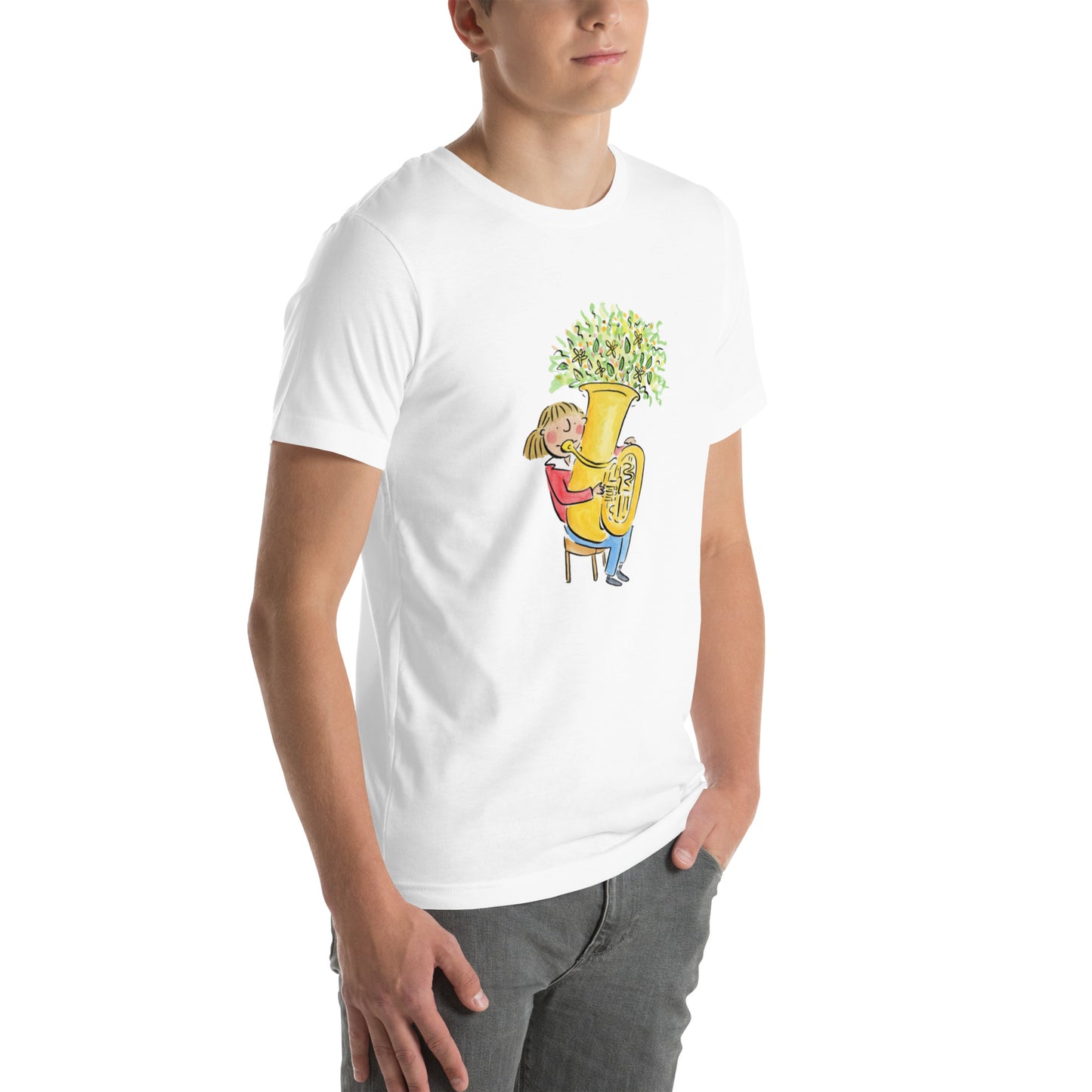 Tuba Flowers Illustration by Rosie Brooks Unisex t-shirt