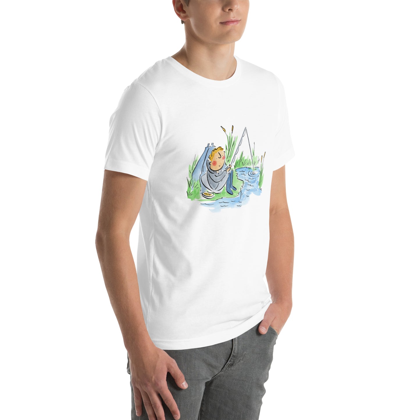 Fishing Illustration by Rosie Brooks Unisex t-shirt