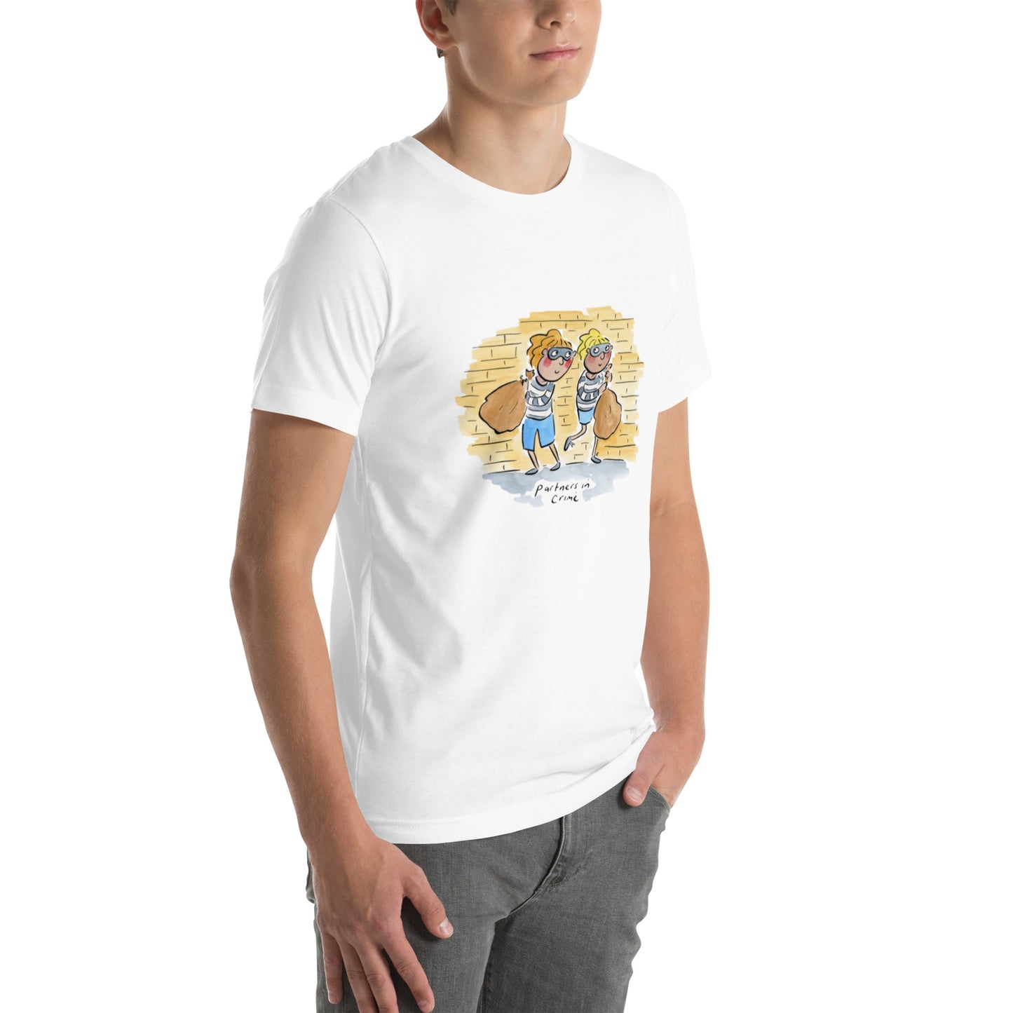 Partners in Crime Illustration by Rosie Brooks Unisex t-shirt