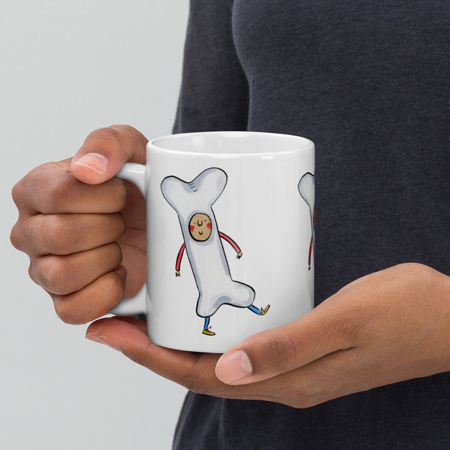 Bone Illustration by Rosie Brooks White glossy mug