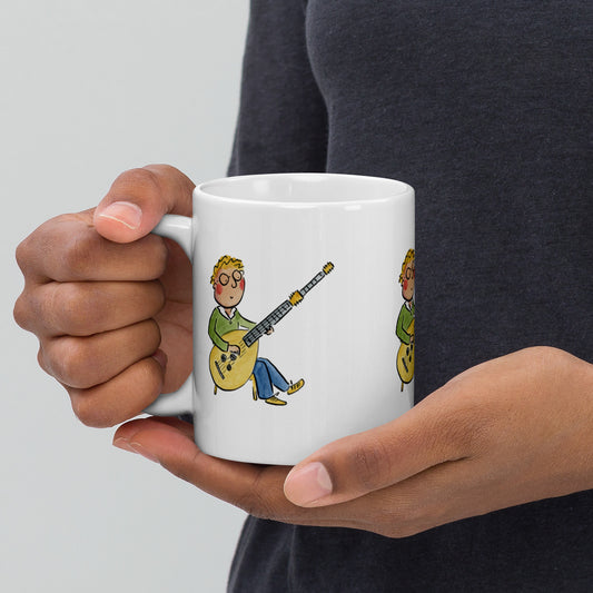 Theorbo Illustration by Rosie Brooks White glossy mug