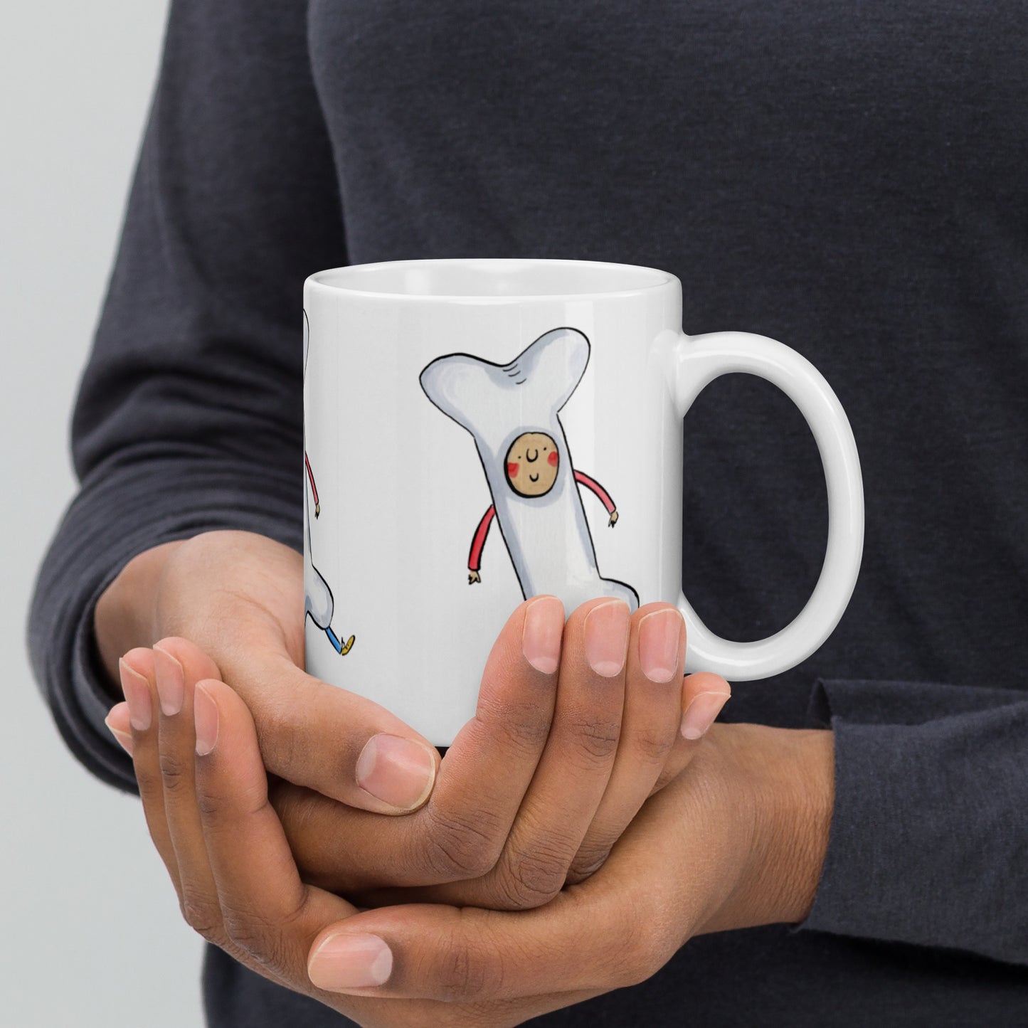 Bone Illustration by Rosie Brooks White glossy mug