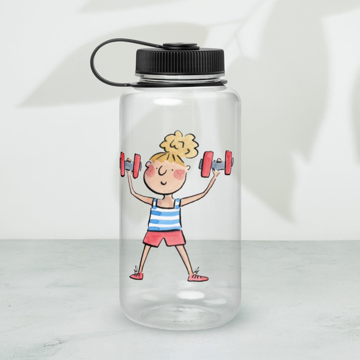 Keep Fit Illustration by Rosie Brooks Wide mouth plastic water bottle