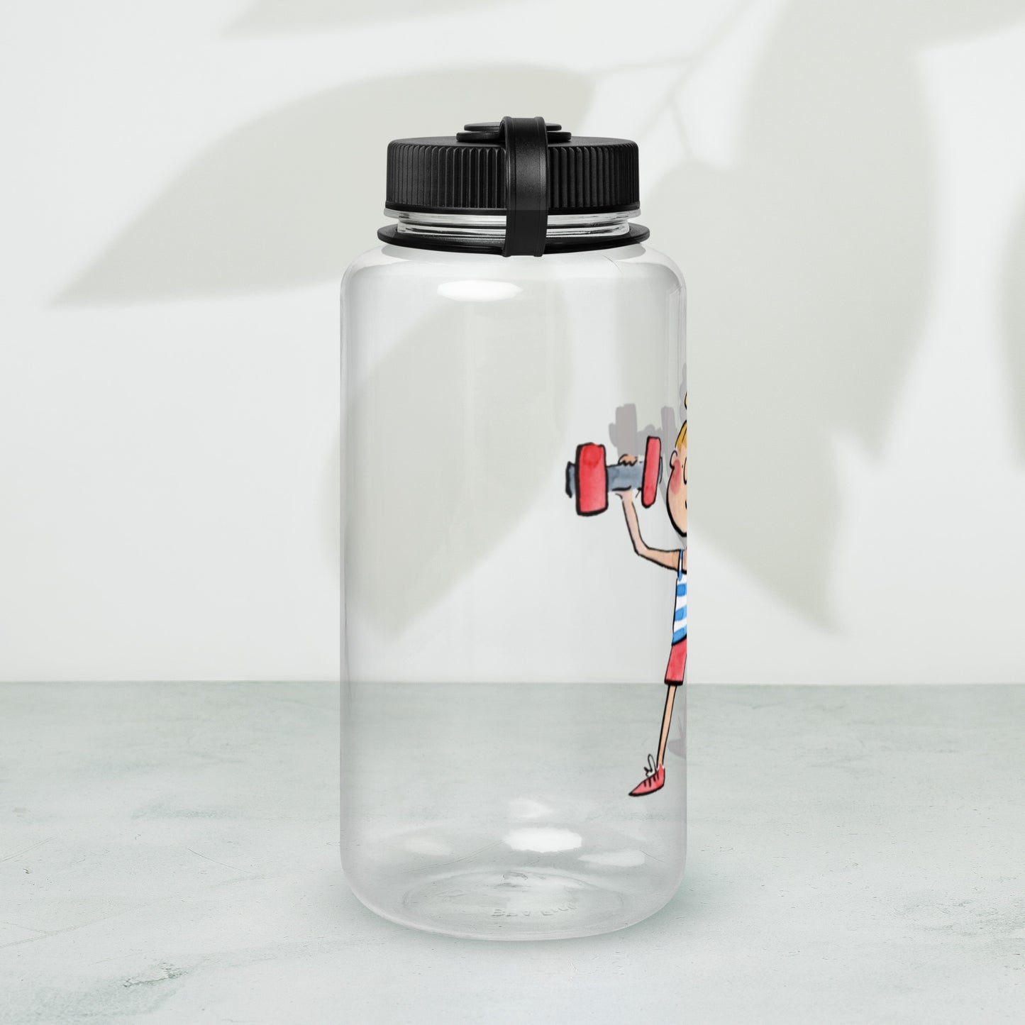 Keep Fit Illustration by Rosie Brooks Wide mouth plastic water bottle