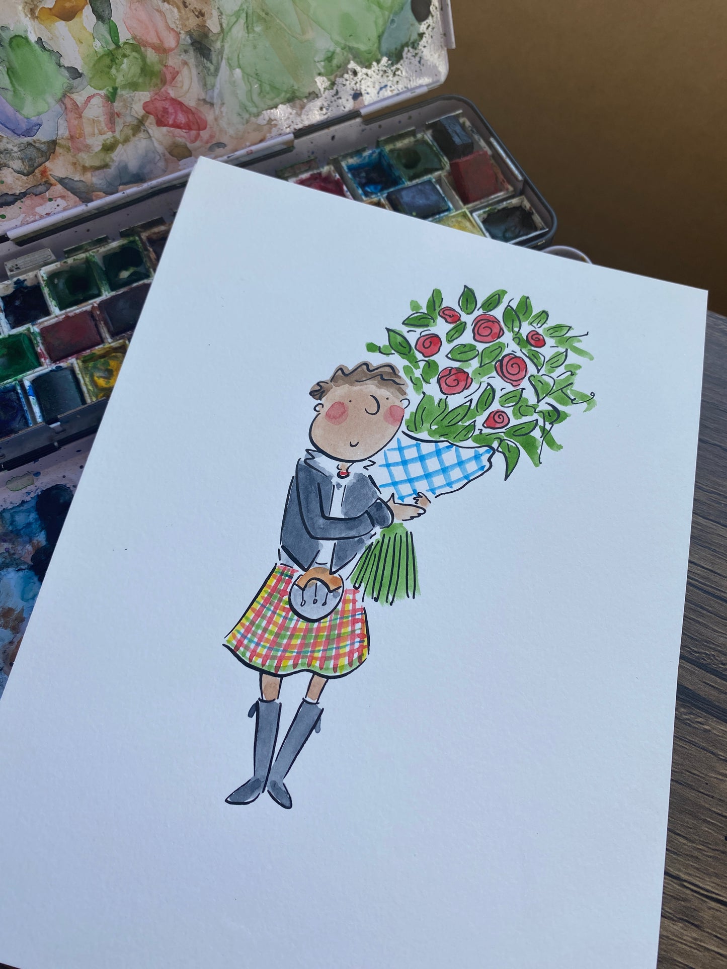 Scotsman with flowers